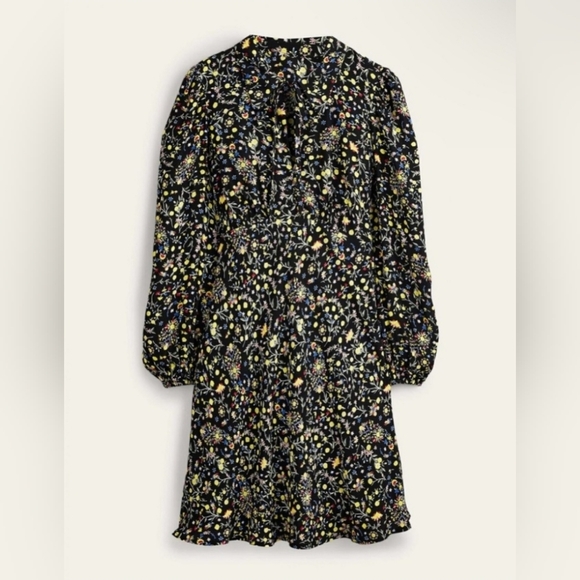 Boden Preppy Tie Neck Mini Shirt Dress Black Size 10 - Picture 3 of 16